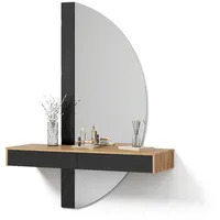 Livinity® Schminktisch, Schwarz, Eiche, Holzwerkstoff, 3 Fächer, 2 Schubladen,
