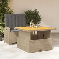 VidaXL 2-tlg. Garten-Essgruppe mit Kissen Beige Poly Rattan