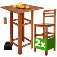 CASARIA Stehtisch mit Barhocker-Set 3-tlg Akazienholz