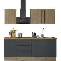 Kochstation Küchenzeile Florida 210 cm schwarz
