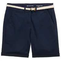Tom Tailor Damen Chino Bermuda Shorts mit Gürtel, blau,
