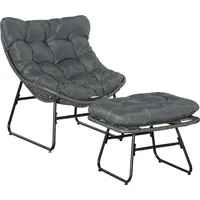 Outsunny Rattan Relaxsessel mit Fußhocker Gartensessel Outdoor Rattanstuhl Gartenstuhl