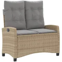 Furnicato Gartenbank Verstellbar mit Kissen Beige Poly Rattan