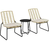 Outsunny Rattan Gartenmöbel Set, Balkonmöbel Set für 2 Personen