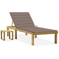VidaXL Garten-Sonnenliege mit Tisch und Auflage Kiefer Imprägniert