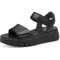 TAMARIS Comfort Damen Sandalen flach aus Leder Plateau, Schwarz