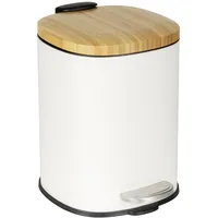 Wenko Fianema weiß mit Bambusdeckel Easy-Close Absenkautomatik Metall Kunststoff