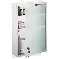 Relaxdays Medizinschrank, 3 Fächer, abschließbar, HBT: ca. 58x38x13cm, Edelstahl,