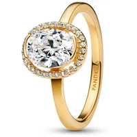 Pandora 163802C01 Damen-Ring Ovaler Funkelnder Heiligenschein Goldfarben, 58/18,5
