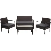 MCW Poly-Rattan Garnitur MCW-F56, Balkon-/Garten-/Lounge-Set Sitzgruppe - braun, Kissen