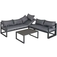 Outsunny 3-tlg. Gartenmöbel-Set 4-stufig verstellbar Sitzgruppe Alu Grau