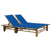 Furnicato 2-Personen-Sonnenliege mit Auflagen Bambus,