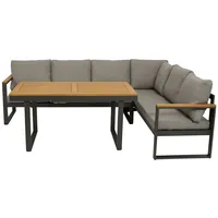 DEGAMO Funktions Eckbank Set Kampala 2-teilig, Alu anthrazit Akazie,