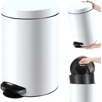 Kadax Tretmülleimer, Mülleimer mit Stahl Kosmetikeimer, 14L, Weiß