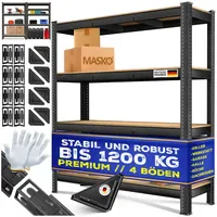 Masko MASKO® Schwerlastregal Lagerregal Kellerregal 160x160x40cm, verstellbare Ablagen, MDF-Platten