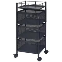 [en.casa] Rollwagen Sunndal mit 3 Ebenen 64,5x27x27cm Schwarz