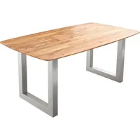 DeLife Esstisch Edge Boot 180x90 Akazie Natur Edelstahl Breit