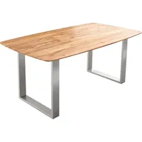 DeLife Esstisch Edge Boot 180x90 Akazie Natur Edelstahl Schmal