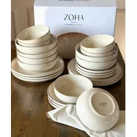 Zoha Milano Steingut Tellerset 6 Personen – 24-teiliges Kombiservice
