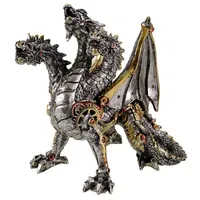 Kremers Schatzkiste Dreiköpfiger Drache Steampunk Figur Polyresin Deko Skulptur
