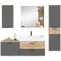 Inn.furn Badmöbel-Set Eiche grau 5-teilig 192 cm, Soft-Close