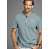 MAN'S WORLD Henleyshirt mit Stehkragen-Optik und funktionaler Knopfleiste Gr.