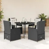 VidaXL 5-tlg. Garten-Essgruppe mit Kissen Schwarz Poly Rattan