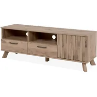 Furn.design TV-Lowboard Eiche 140 cm 2 Schubkästen 3D-Relief, Push-to-Open,