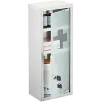 Relaxdays Medizinschrank, 3 Fächer, Edelstahl, Milchglas, Medikamentenschrank, HBT 45x18x12cm,