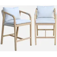 Sweeek 2er-Set Gartenstühle aus Akazienholz mit Seilbespannung, naturfarben und