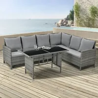 Svita MADISON Rattan-Lounge Abdeckhaube Ecksofa Gartenmöbel-Set Sofa Garnitur Couch-Eck