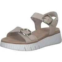 TAMARIS Comfort Damen Sandalen flach aus Leder Plateau, Beige