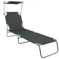 Mojawo 3-Bein Gartenliege Grau 186x55x24cm mit Dach-MGM4000DG