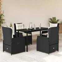 VidaXL 5-tlg. Garten-Essgruppe mit Kissen Schwarz Poly Rattan