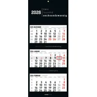Neumann 3-Monatskalender Black 2026 - Büro-Kalender 33x20 cm (geschlossen),