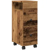 VidaXL Badschrank Schmal mit Rollen Altholz-Optik Holzwerkstoff