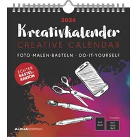 Neumann Kreativ-Kalender schwarz 2026 - 21x22 cm - Foto,