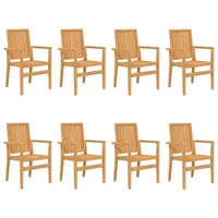 VidaXL Gartenstühle 8 Stk. Stapelbar 56,5x57,5x91 cm Massivholz Teak
