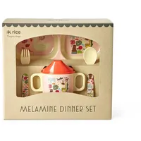 Rice Baby Geschirrset Wildlife Print aus Melamin pink