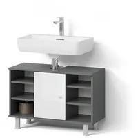 Livinity Livinity® Waschbeckenunterschrank, Weiß Hochglanz, Holzwerkstoff, 7 Fächer, Rechteckig,