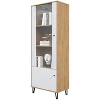 Newroom Vitrine Wildeiche Weiß Matt Vitrinenschrank Skandi Modern -