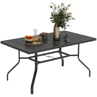 Outsunny Gartentisch 152x90 cm, Wetterfest Balkontisch aus Stahl, Beistelltisch