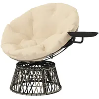 Outsunny Papasansessel Rattan 360° drehbar Korbsessel mit Kissen Durchmesser