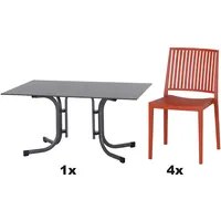 Siena Garden Gartenmöbel Set Lane 5-teilig 4 Stühle und