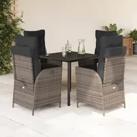 VidaXL 5-tlg. Garten-Essgruppe mit Kissen Grau Poly Rattan