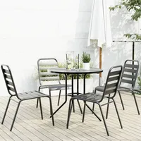 VidaXL Gartenstuhl-Set 5-tlg. Stapelbar Pulverbeschichteter Stahl