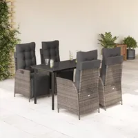 VidaXL 5-tlg. Garten-Essgruppe mit Kissen Grau Poly Rattan