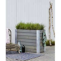 Plus Blumenkasten Cubic mit Räder Druckimpräg.RAL 7023 Graubraun