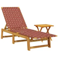 VidaXL Sonnenliege mit Tisch Rot Massivholz Akazie und Stoff