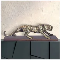 FineBuy Deko Panther FineBuy Wohndeko 63 cm Aluminium Gold
